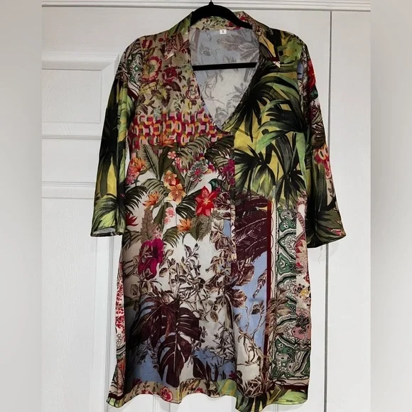 Tropical print dress. Size S. Never worn - Picture 2 of 8